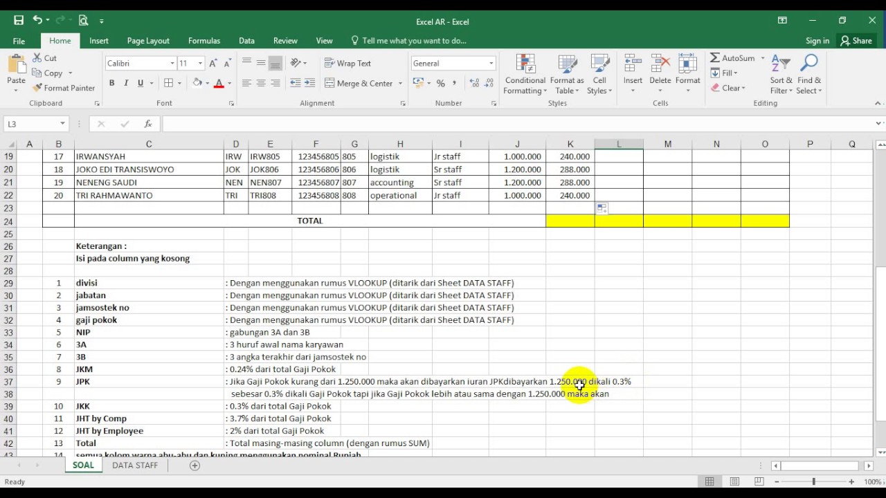 Detail Download Contoh Soal Excel Untuk Tes Kerja Dan Jawabannya Xls Nomer 12