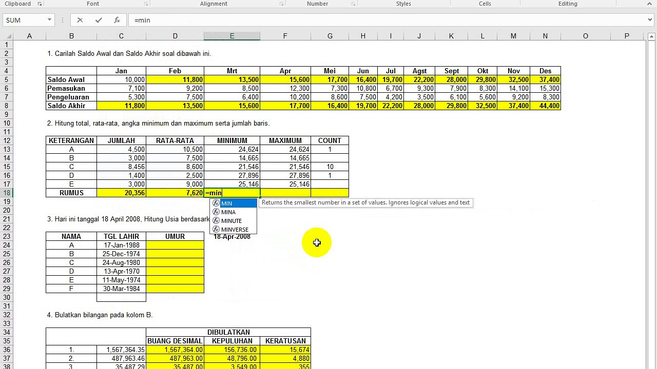 Detail Download Contoh Soal Excel Untuk Tes Kerja Dan Jawabannya Xls Nomer 41