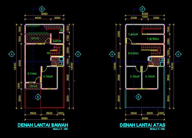 Detail Download Denah Rumah 2 Lantai Lengkap Dwg Nomer 15