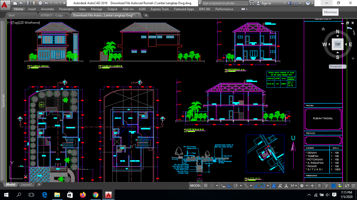 Detail Download Denah Rumah 2 Lantai Lengkap Dwg Nomer 16