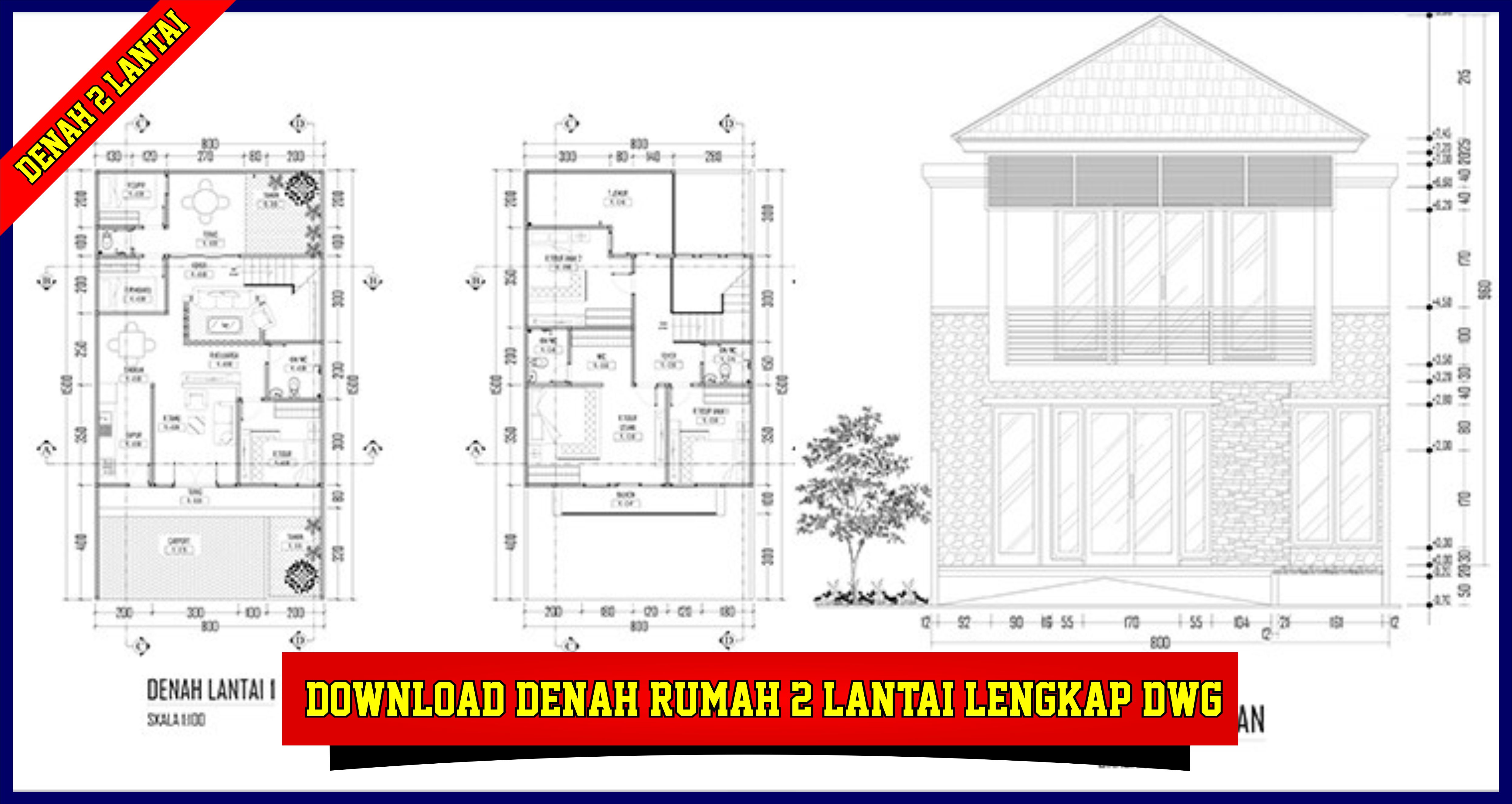 Detail Download Denah Rumah 2 Lantai Lengkap Dwg Nomer 2
