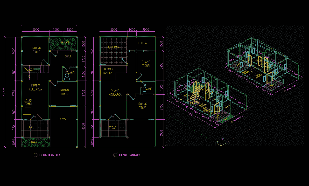 Detail Download Denah Rumah 2 Lantai Lengkap Dwg Nomer 19