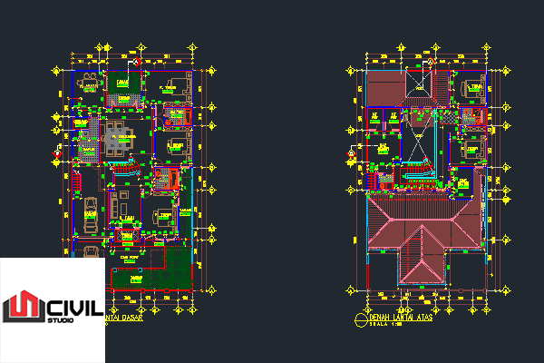 Detail Download Denah Rumah 2 Lantai Lengkap Dwg Nomer 22