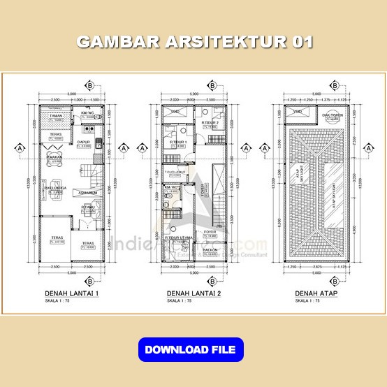 Detail Download Denah Rumah 2 Lantai Lengkap Dwg Nomer 23