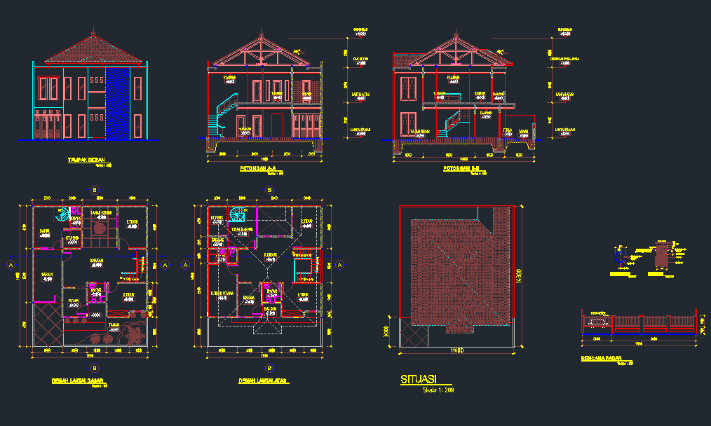 Detail Download Denah Rumah 2 Lantai Lengkap Dwg Nomer 3