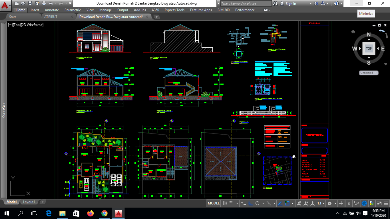 Detail Download Denah Rumah 2 Lantai Lengkap Dwg Nomer 27