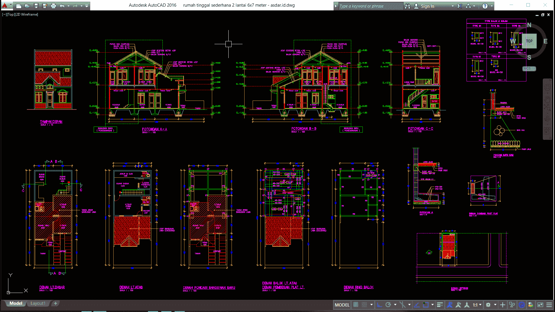 Detail Download Denah Rumah 2 Lantai Lengkap Dwg Nomer 39