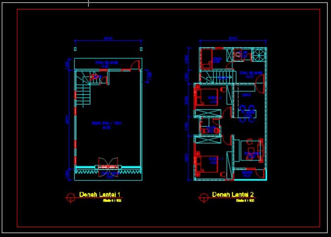 Detail Download Denah Rumah 2 Lantai Lengkap Dwg Nomer 40