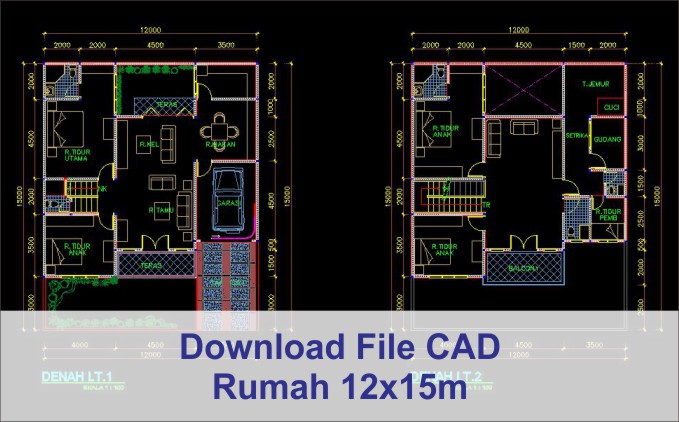 Detail Download Denah Rumah 2 Lantai Lengkap Dwg Nomer 41