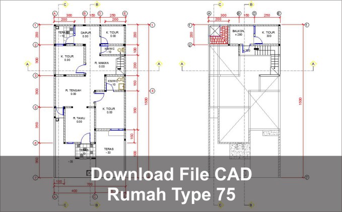 Detail Download Denah Rumah 2 Lantai Lengkap Dwg Nomer 50