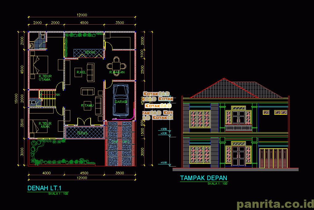 Detail Download Denah Rumah 2 Lantai Lengkap Dwg Nomer 8