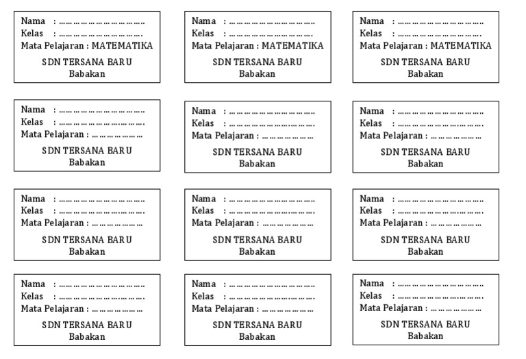 Detail Download Label Nama Untuk Buku Pelajaran Nomer 19