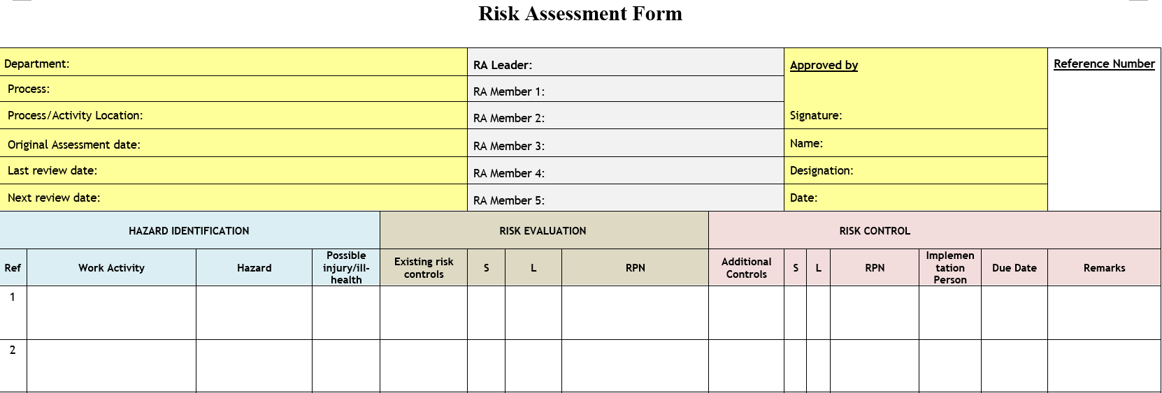 Detail Download Risk Assessment Template Nomer 26