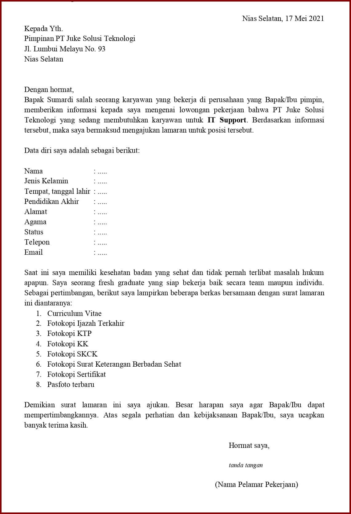 Detail Download Surat Lamaran Kerja 2017 Nomer 4