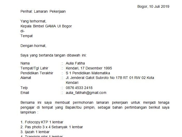 Detail Download Surat Lamaran Kerja Menarik Nomer 12