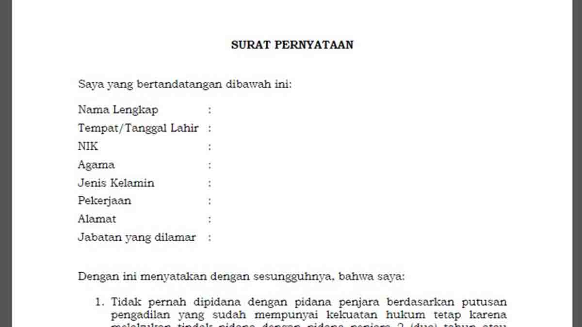 Detail Download Surat Pernyataan Nomer 5