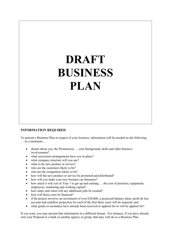 Detail Draft Business Plan Template Nomer 22