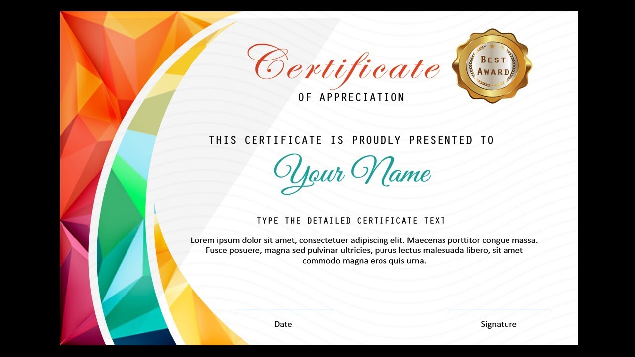 Detail E Certificate Template Nomer 4