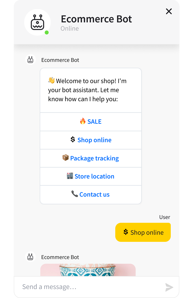 Ecommerce Chatbot Template - KibrisPDR