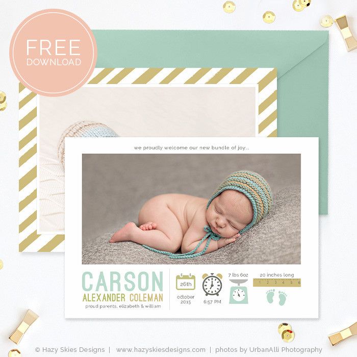 Detail Editable Free Birth Announcement Template Nomer 2