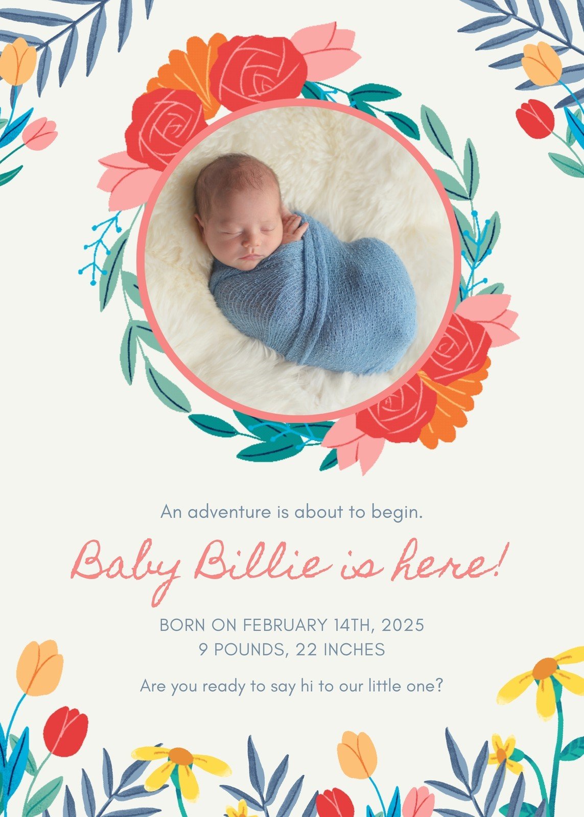 Detail Editable Free Birth Announcement Template Nomer 14