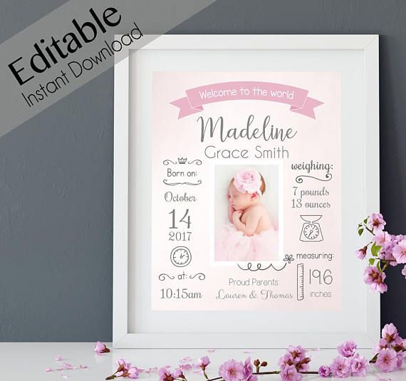 Detail Editable Free Birth Announcement Template Nomer 15