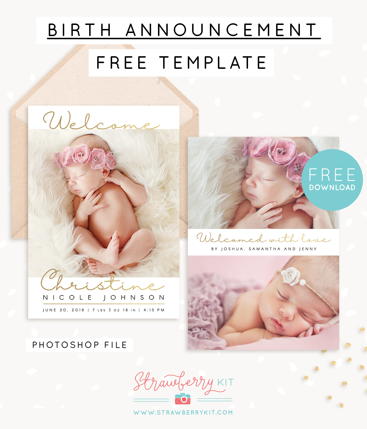 Detail Editable Free Birth Announcement Template Nomer 3