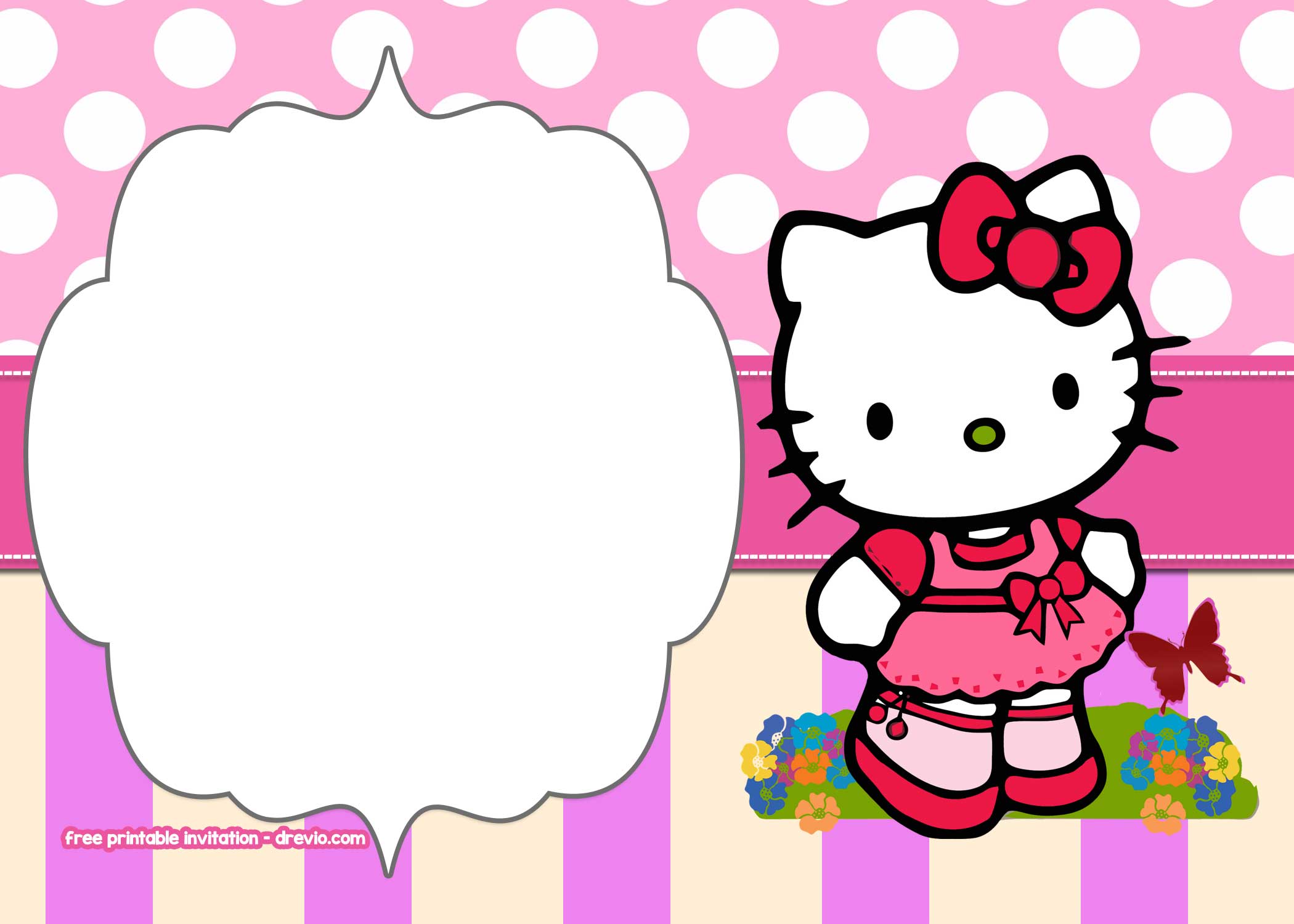 Detail Editable Hello Kitty Invitation Template Nomer 17