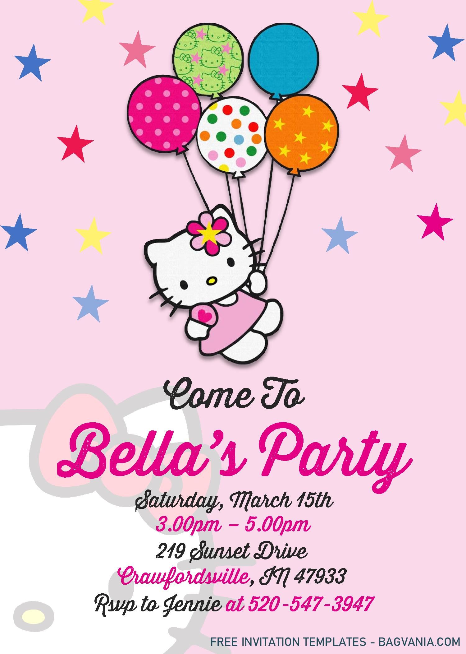 Detail Editable Hello Kitty Invitation Template Nomer 3
