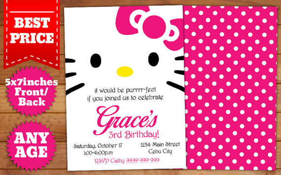 Detail Editable Hello Kitty Invitation Template Nomer 22