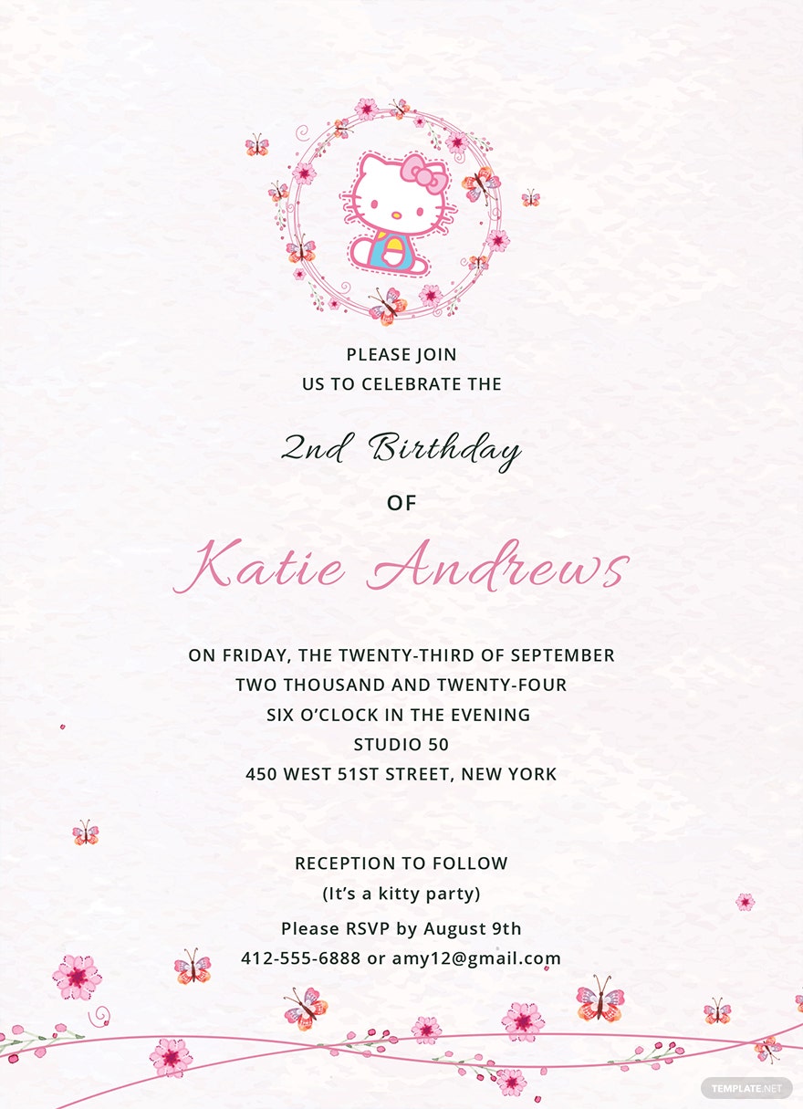 Detail Editable Hello Kitty Invitation Template Nomer 25