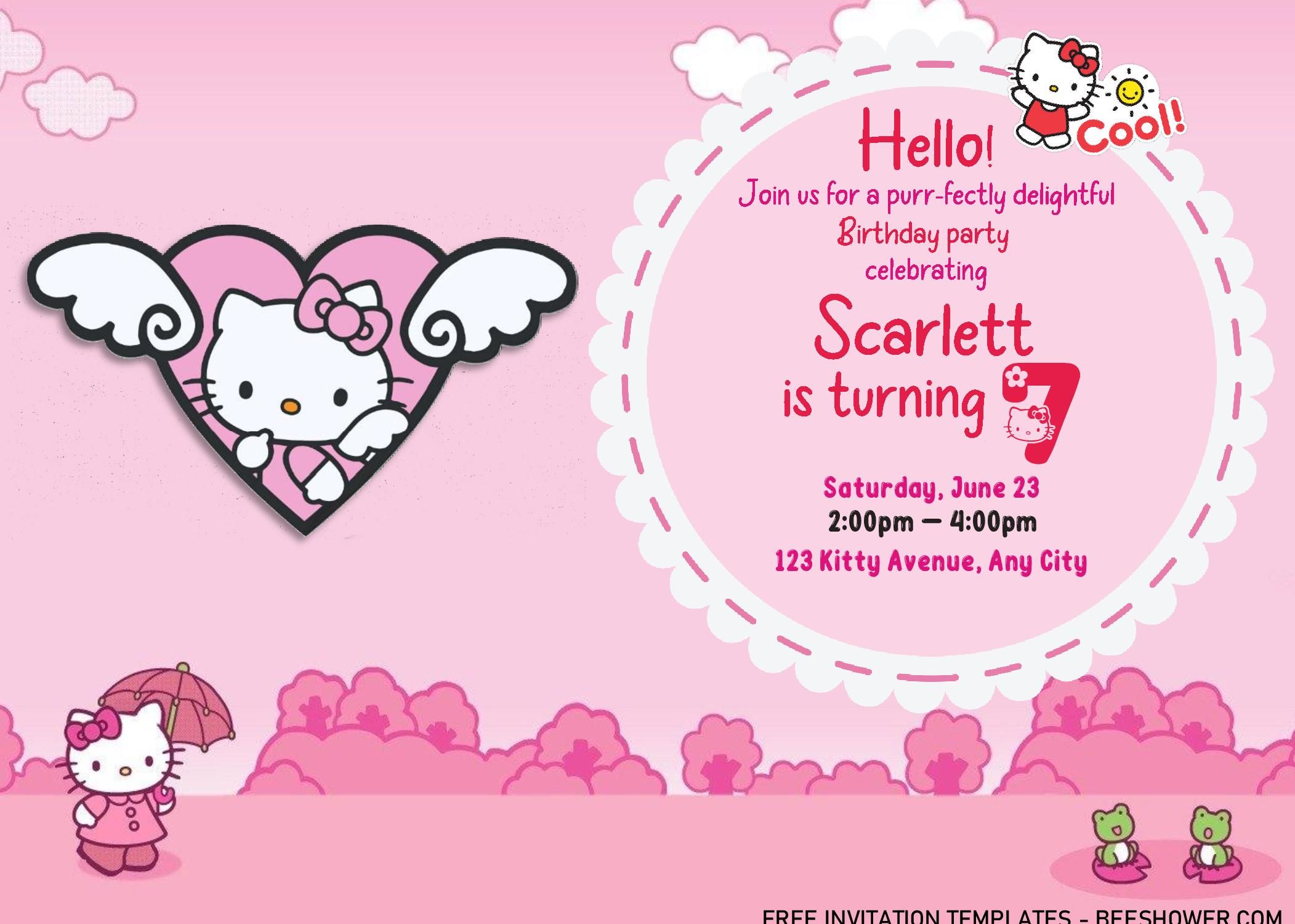 Detail Editable Hello Kitty Invitation Template Nomer 4