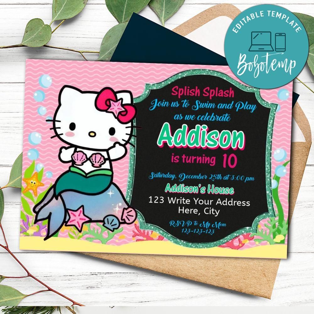 Detail Editable Hello Kitty Invitation Template Nomer 31