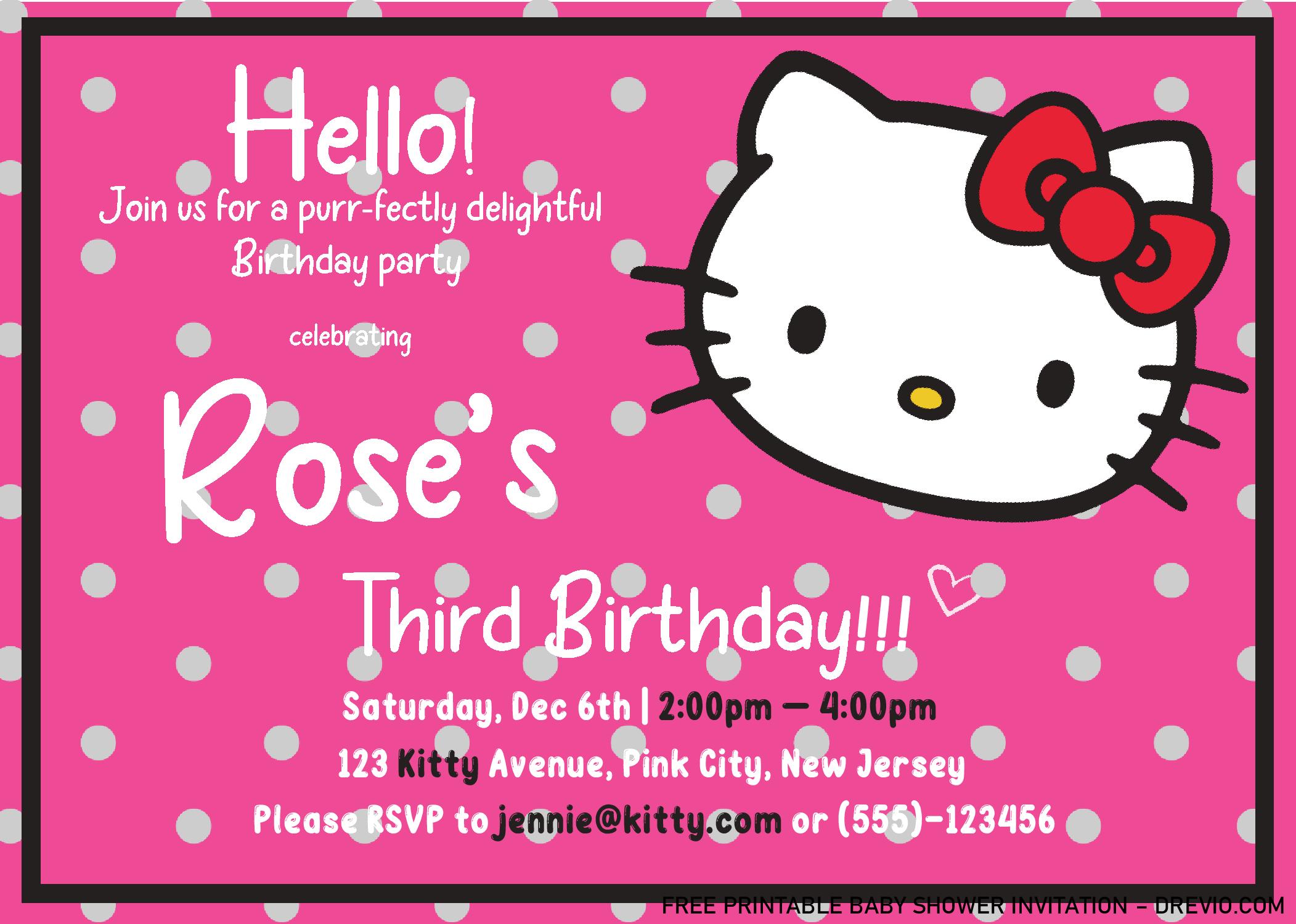 Detail Editable Hello Kitty Invitation Template Nomer 32