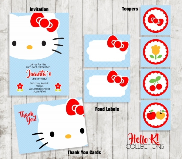 Detail Editable Hello Kitty Invitation Template Nomer 34