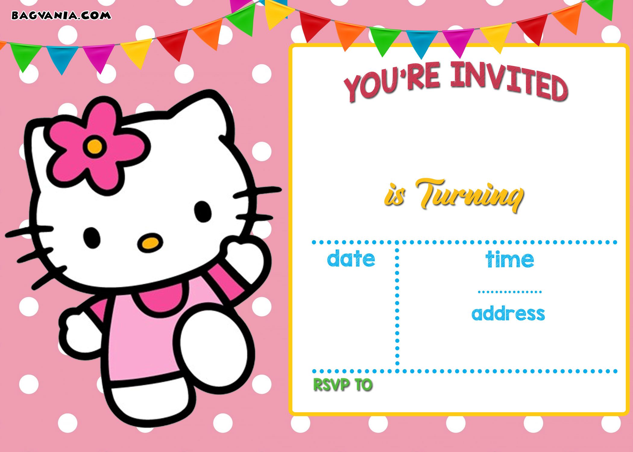 Detail Editable Hello Kitty Invitation Template Nomer 5