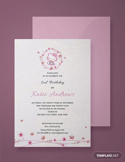 Detail Editable Hello Kitty Invitation Template Nomer 45