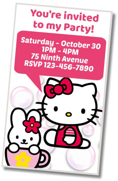 Detail Editable Hello Kitty Invitation Template Nomer 46