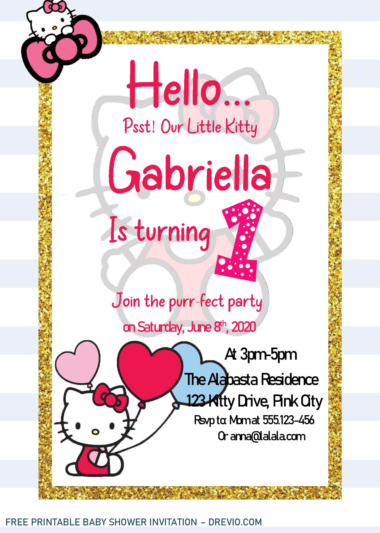 Detail Editable Hello Kitty Invitation Template Nomer 50