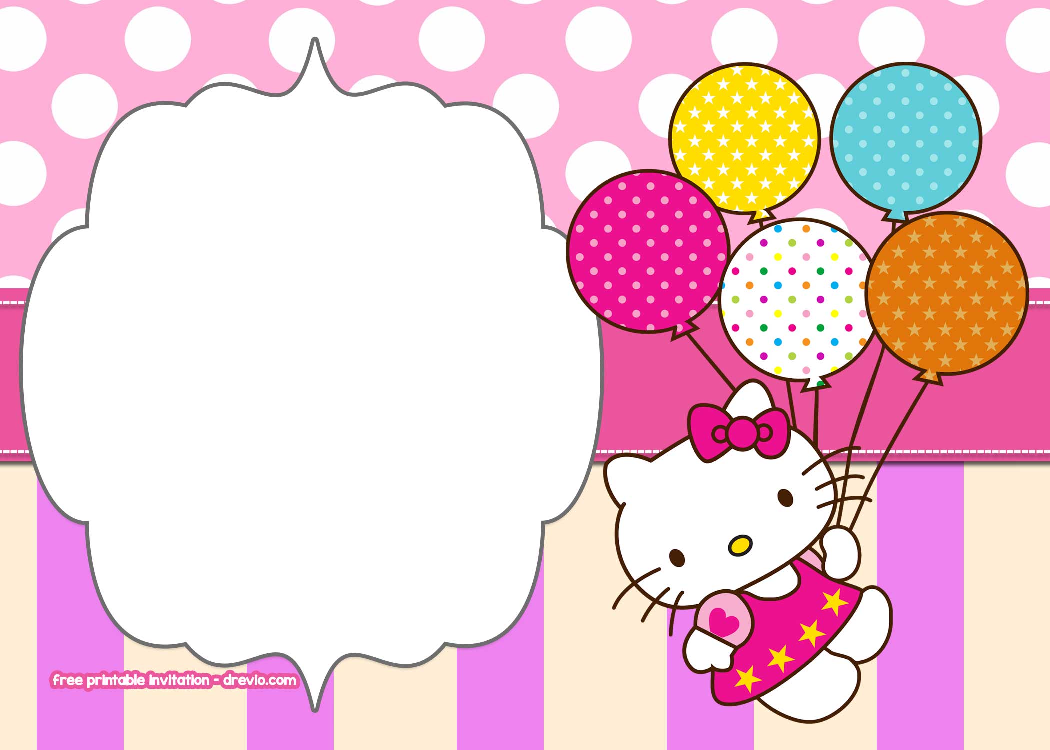 Detail Editable Hello Kitty Invitation Template Nomer 8