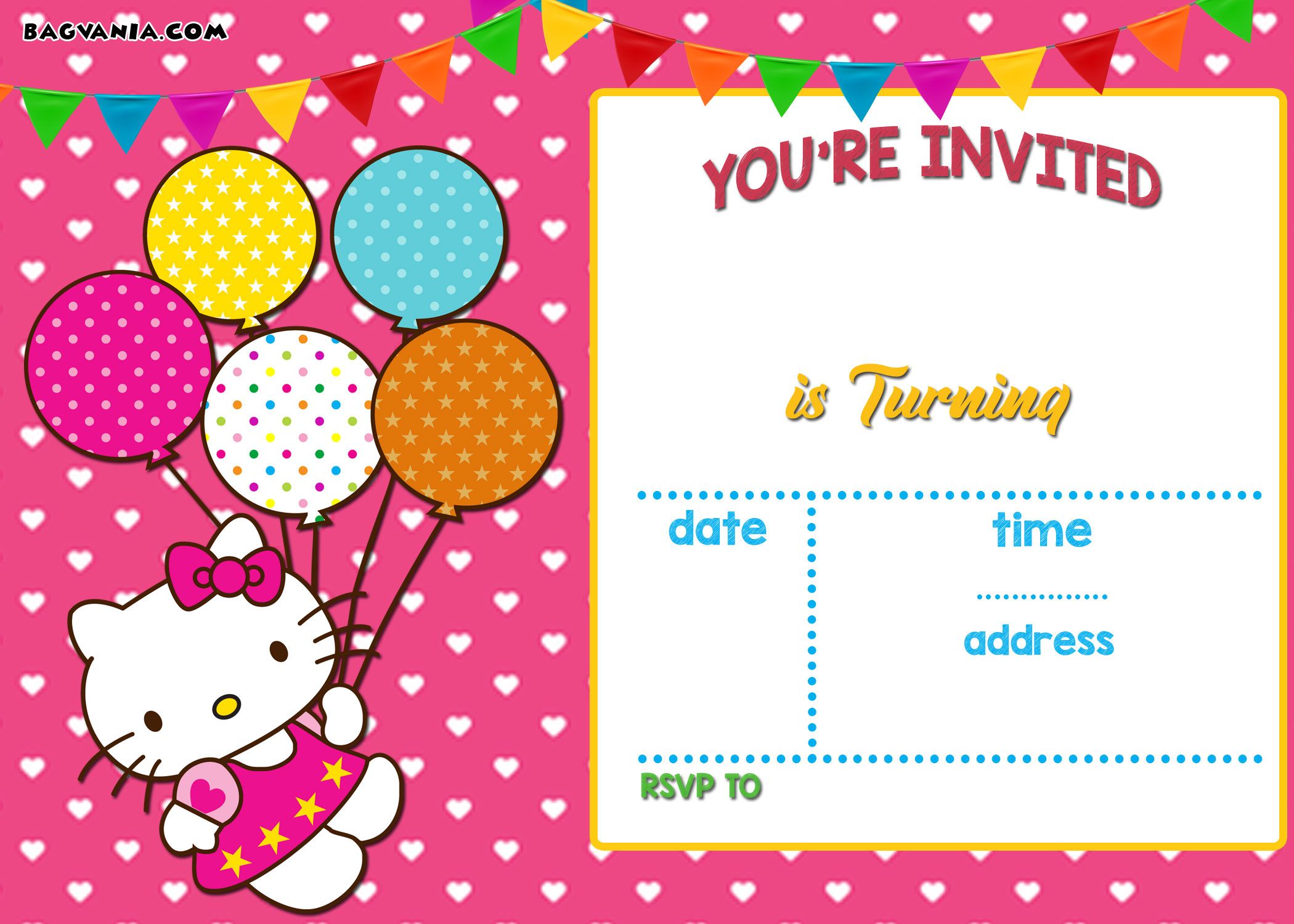 Detail Editable Hello Kitty Invitation Template Nomer 9
