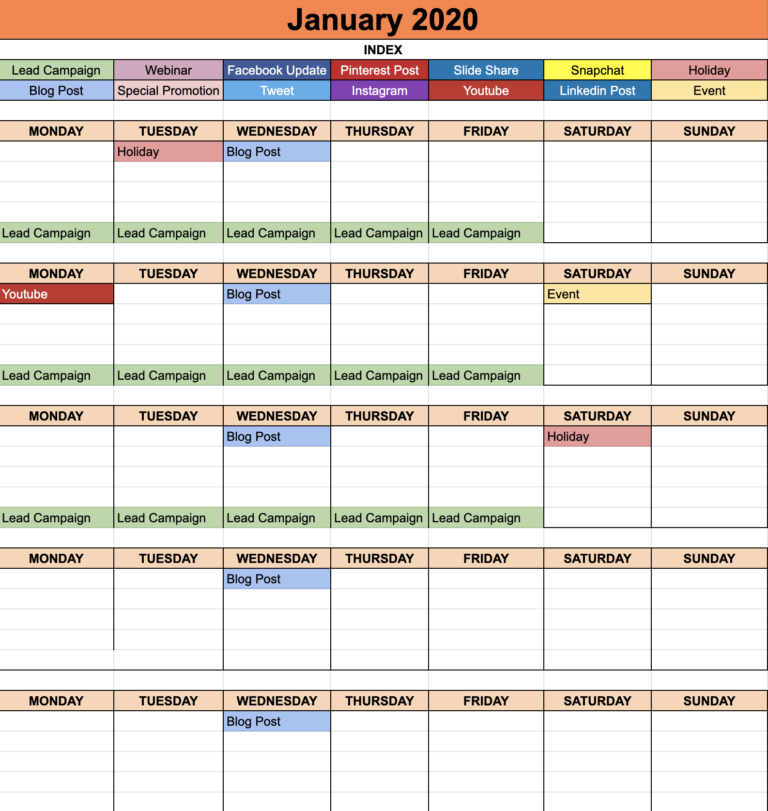 Detail Editorial Calendar Template 2019 Nomer 17