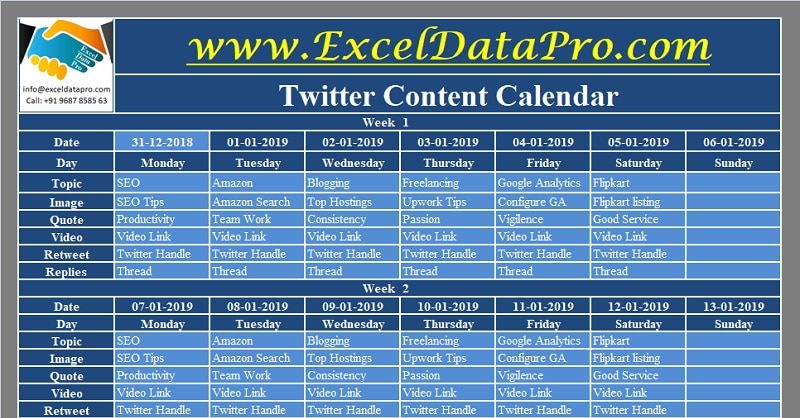 Detail Editorial Calendar Template 2019 Nomer 30