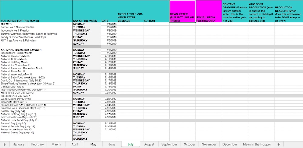 Detail Editorial Calendar Template 2019 Nomer 10