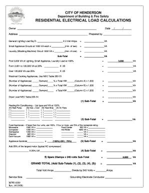 Detail Electrical Load List Template Nomer 42