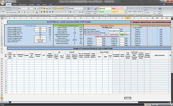 Detail Electrical Load List Template Nomer 8