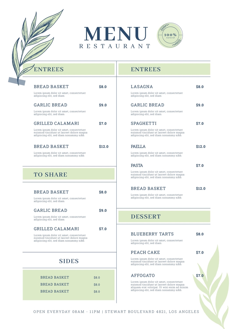 Detail Elegant Menu Template Nomer 14