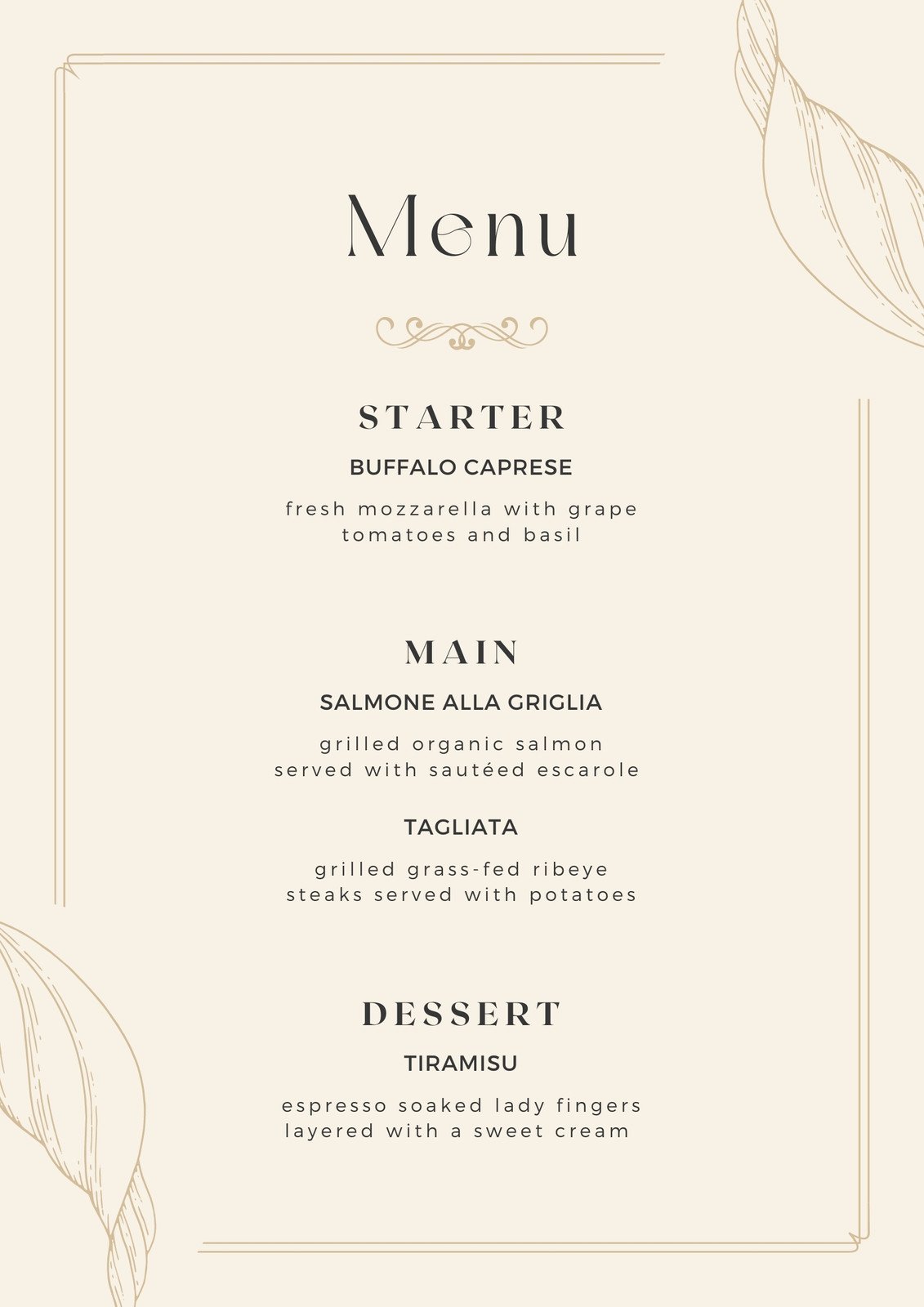 Detail Elegant Menu Template Nomer 6