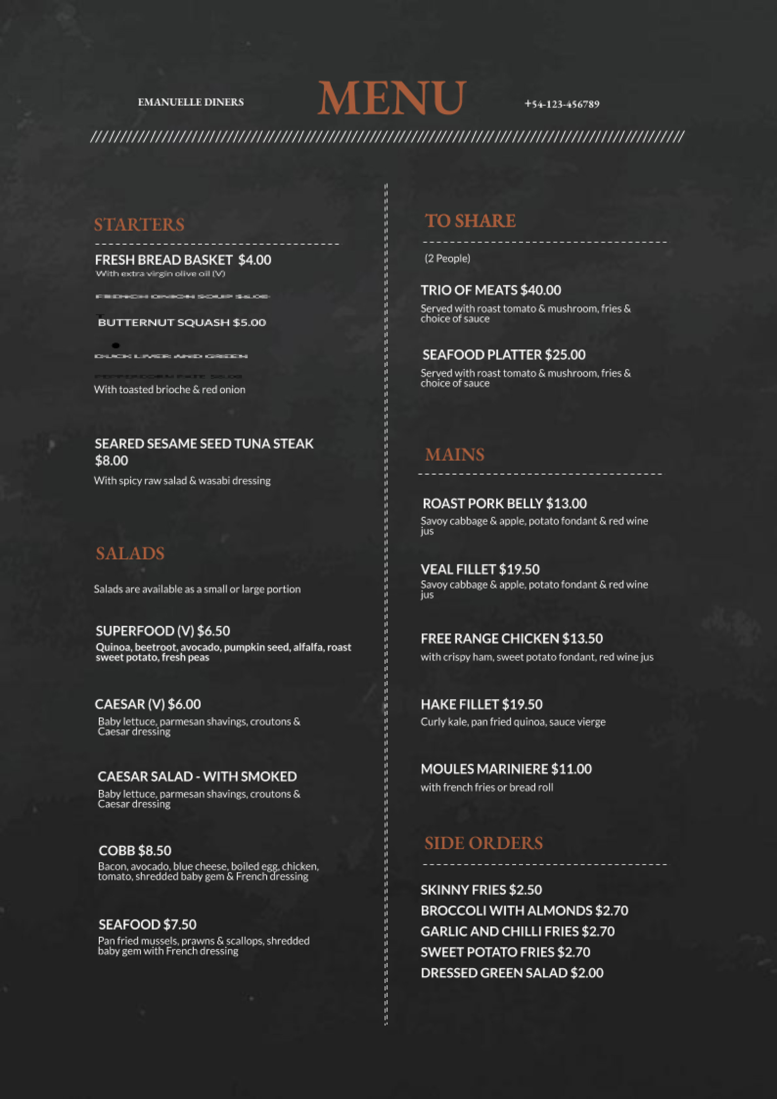 Detail Elegant Menu Template Free Nomer 39