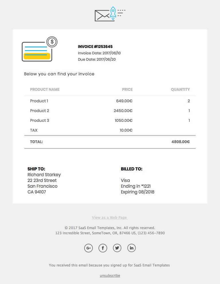 Email Invoice Template Html Free - KibrisPDR